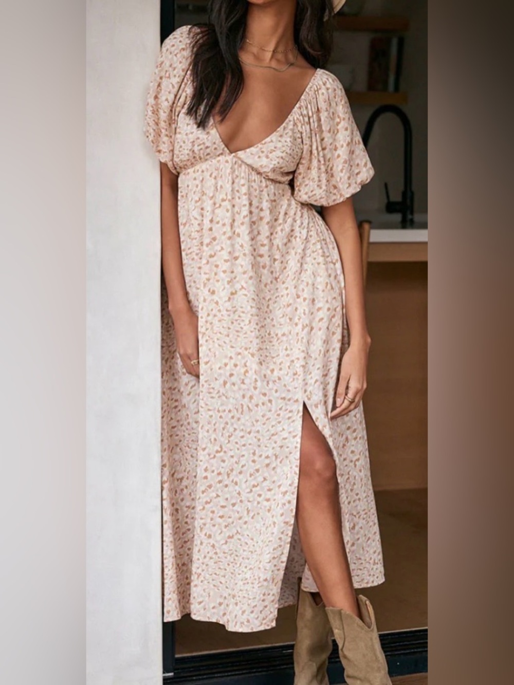 Saltwater LUXE Tristan Midi dress Boho V Neck NWT Size Small